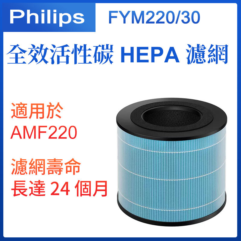 飛利浦 - FYM220/30 全效活性碳HEPA濾網 適用於 3 合 1 風扇、暖風空氣清新機 AMF220濾網 濾網