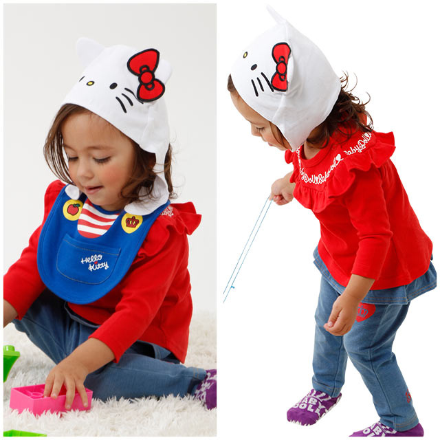 日本SANRIO Hello Kitty 口水肩連造型帽 [3款]
