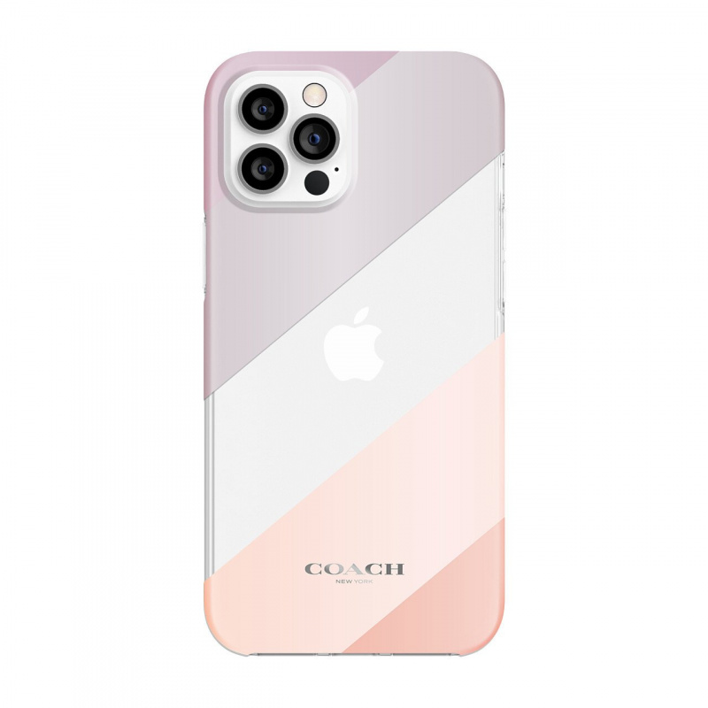 Coach Protective Case for iPhone 12 Pro / iPhone 12 - Diagonal Stripe Metallic Clear