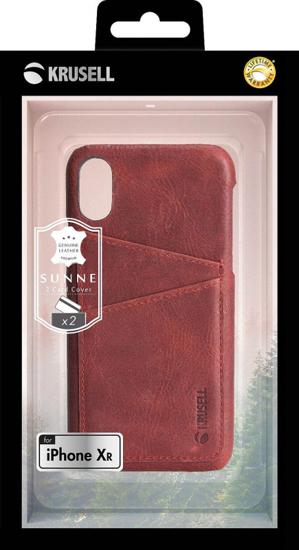 Krusell - Sunne 2 Card Cover for Apple iPhone Xr 真皮皮套 - 復古紅色Vintage Red (KSE-61470)