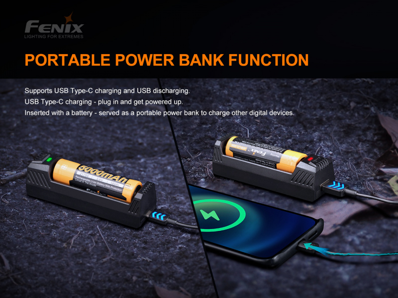 Fenix ARE-X1 V2.0 Type-C USB 流動充電器 移動電源 18650 21700 26650
