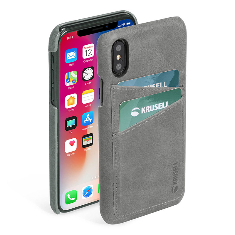 Krusell - Sunne 2 Card Cover For Apple iPhone XS Max 真皮皮套 復古灰色 - Vintage Grey (KSE-61502)