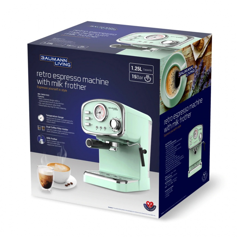 Baumann Retro Espresso Machine with Milk Frother 意式特濃咖啡 BM-CM5015 [3色]
