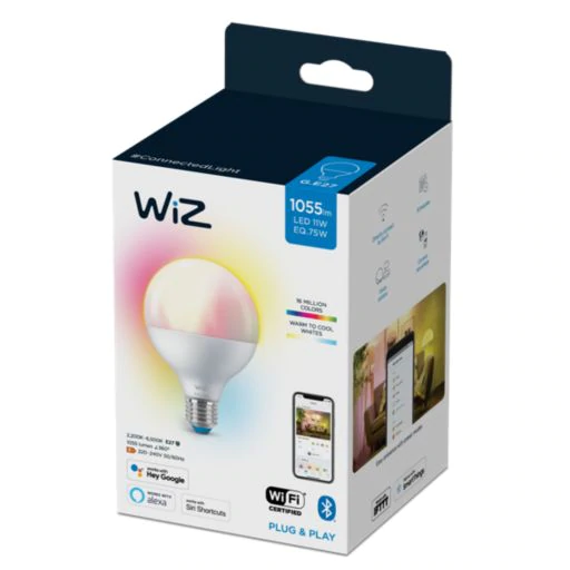 WiZ Wi-Fi智能LED燈泡- 11W / E27螺頭 / G95 (黃白光+彩光)