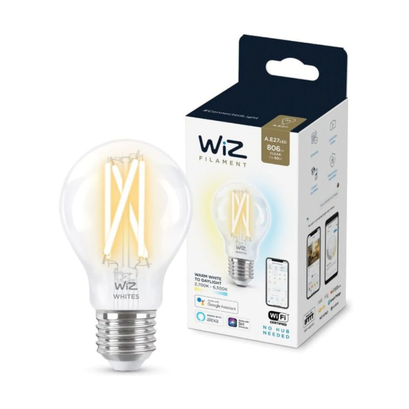 WiZ Whites Wifi 智能調光 LED 燈絲燈泡 - 60W A60 E27 螺頭 - 冷暖白光