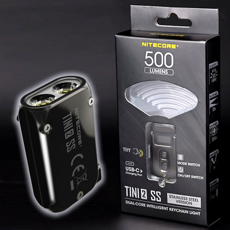 Nitecore TINI2 SS PVD OLED 500lm USB-C充電 匙扣燈 鈦金屬 電筒