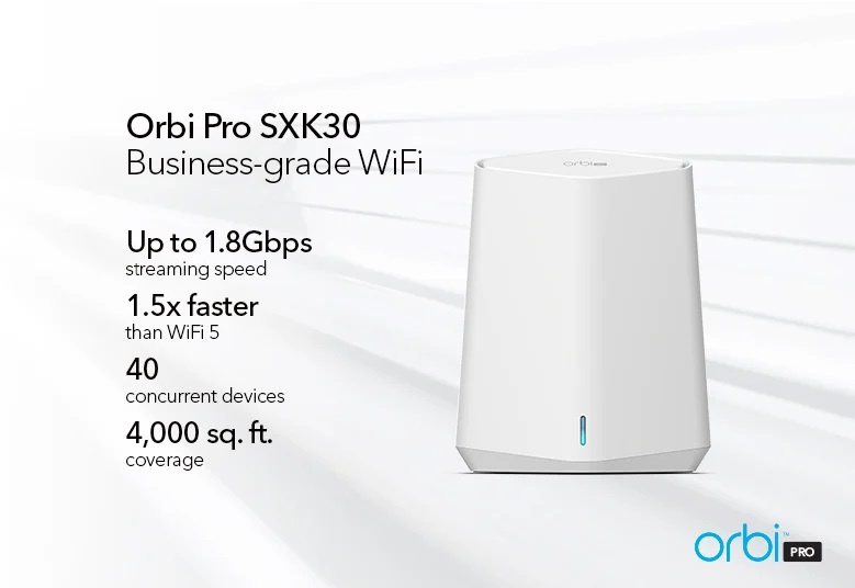 NETGEAR Orbi Pro Mesh WiFi 6 企業級雙頻 AX1800 路由器套裝 SXK30