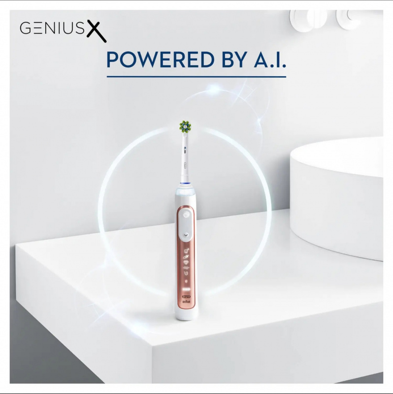 Oral B Genius X AI智能電動牙刷 (玫瑰金限量版) 配備藍牙連接+6種潔淨模式