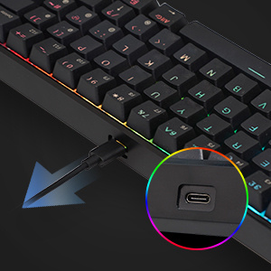 RK ROYAL KLUDGE RK68 有線 65% 機械鍵盤RGB 背光 60% 68 鍵遊戲鍵盤 可熱插拔鍵盤 黑色