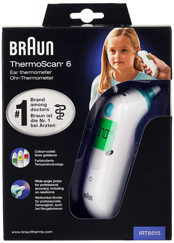 Braun IRT6515 ThermoScan 專業式耳溫槍 [附送21個探耳膜套及底坐]