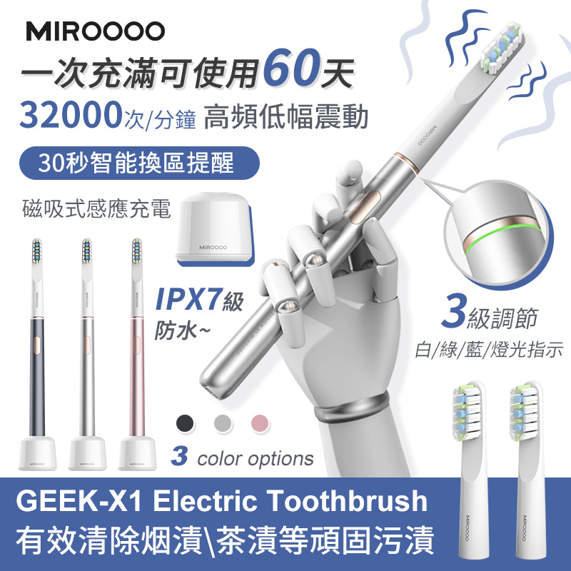 小米有品 MIROOOO GEEK-X1 智能聲波電動牙刷 3-5天出貨