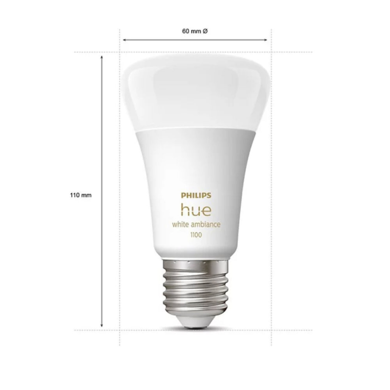 Philips 飛利浦 HUE E27 White Ambiance Bluetooth 11W Smart Light Bulbs (1100lm) (黃白調光) 智能燈泡