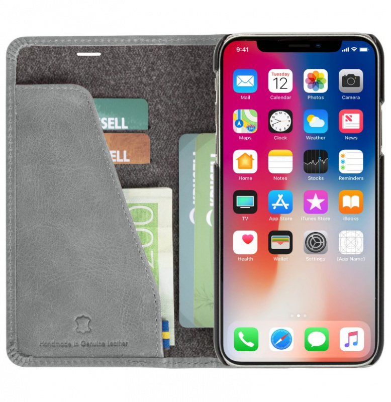 Krusell - Sunne 4 Card FolioWallet Apple iPhone Xs Max - 4卡對開錢包式機殼 復古灰色 (KSE-61505)