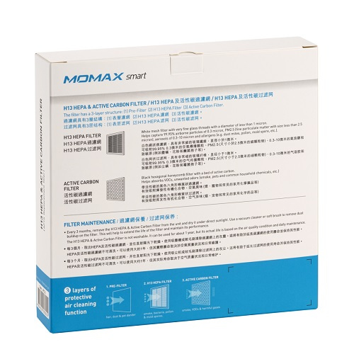 MOMAX - H13 HEPA及活性碳濾網 (適用於AP1S智能空氣淨化抽濕機) AP1LX