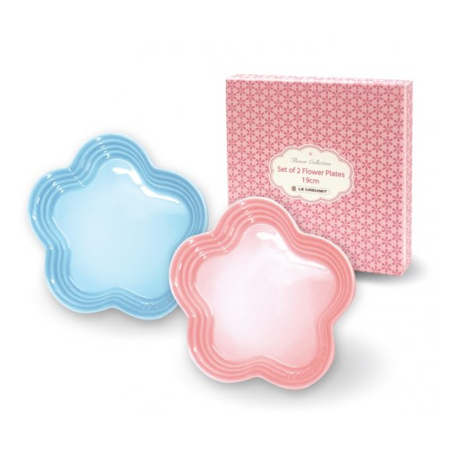 Le Creuset 陶瓷花形碟19厘米2件裝 (粉紅+粉藍)