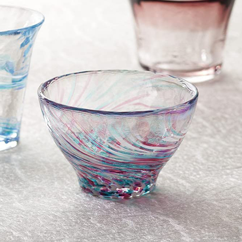日本 北洋硝子 津輕玻璃 盃 春霞 紫色 日本製 玻璃迷你清酒杯 85ml (857)【市集世界 - 日本市集】