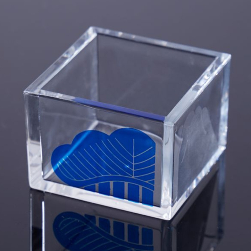 日本 生活提案 家紋 松 藍色 日本製 透明塑膠枡清酒杯 100ml【市集世界 - 日本市集】