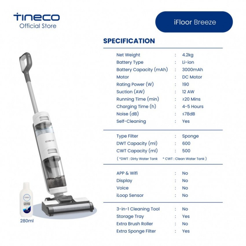 TINECO iFloor Breeze 乾濕兩用吸塵機