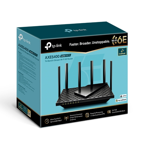TP-Link Archer Tri-Band Gigabit Wi-Fi 6E Router [AXE75 AXE5400]