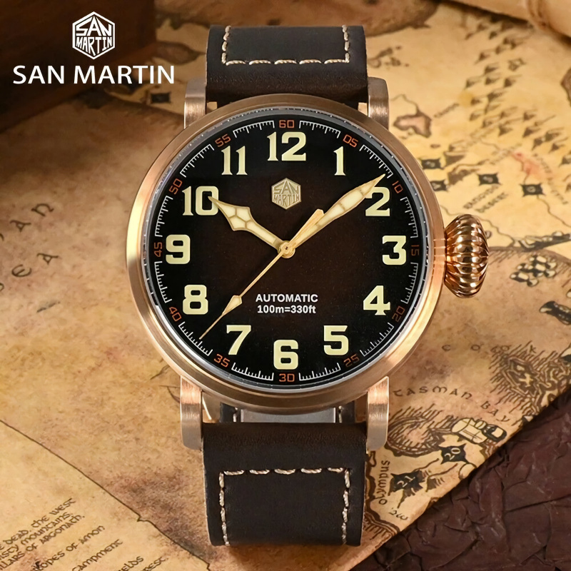 SAN MARTIN SN095-Q-DA 自動機械錶 皮帶
