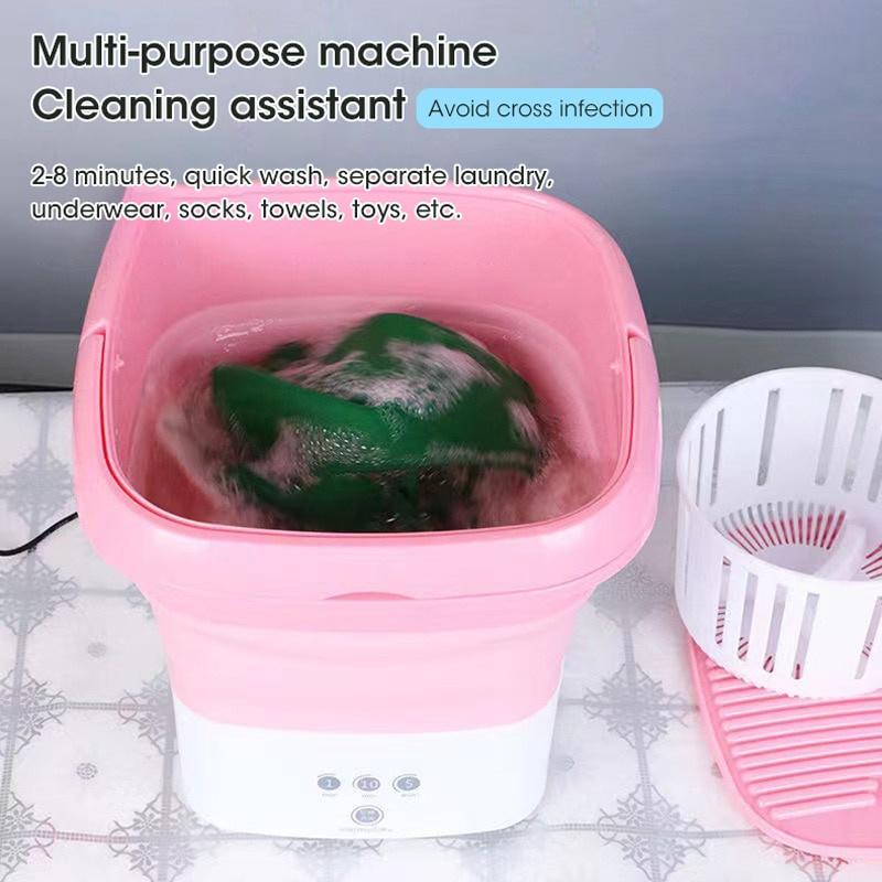 洗菜機迷你洗衣机带烘干机可折叠洗衣机衣服带烘干机洗衣桶洗袜子内衣