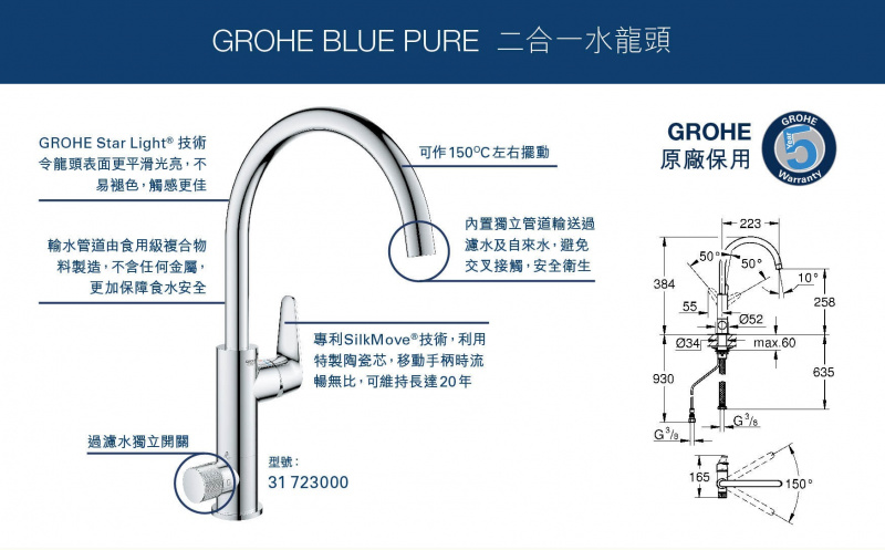 GROHE - Grohe 2合1 Blue Pure 水龍頭 31723000