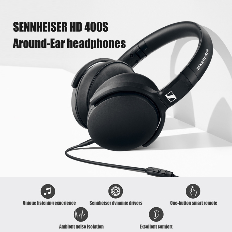 腦後耳機HD400S Wired Headphones Noise Isolation Earphone Stereo Music Foldable Sport Headset Deep Bass For Sennheiser  Mobile