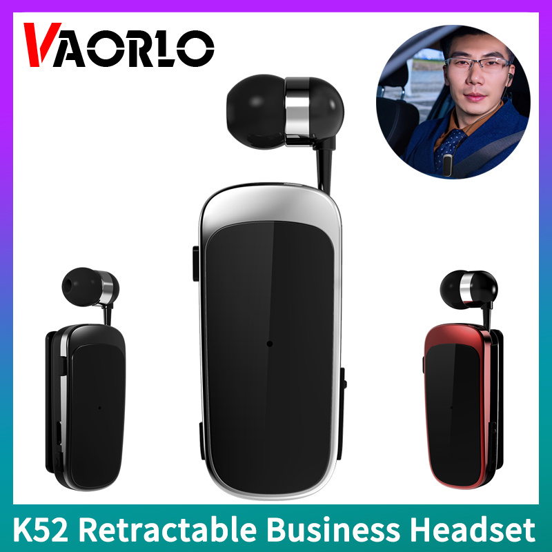 領夾耳機K52 K53 迷你便携无线耳机一键伸缩领夹式商务蓝牙耳机带麦克风降噪