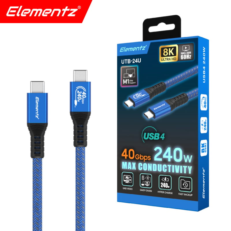 Elementz USB 4 PD240W (EPR) Cable 1.2m (USB-C to C) UTB-24U
