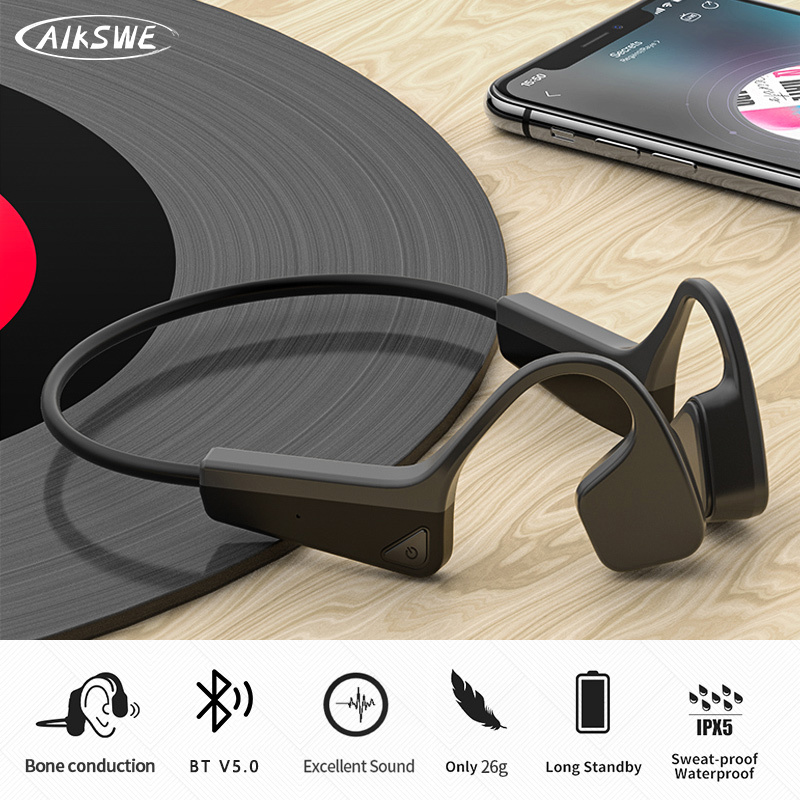 腦後耳機AIKSWE Bone Conduction Headphones Wireless Sports Earphone Bluetooth-Compatible Headset Hands-free With Microphone For Running