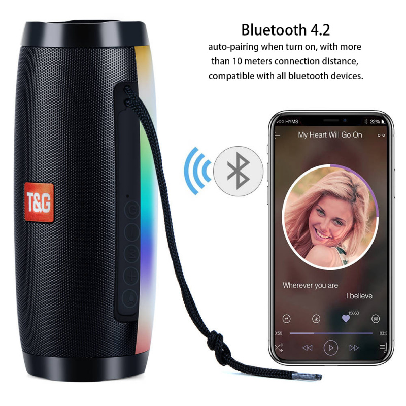 藍牙音箱TG157 便携式蓝牙音箱无线防水带彩色 LED 夜光扬声器 BoomBox 户外 3D 立体声低音 TF FM 收音机