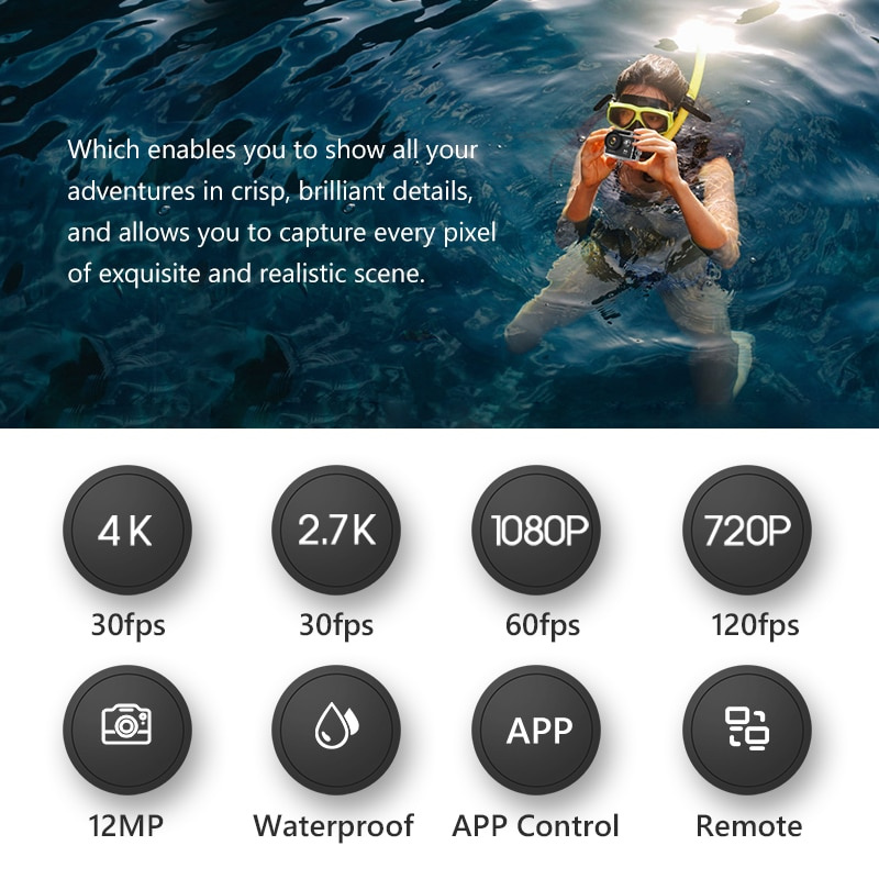 運動相機AXNEN H9R H9 Action Camera Ultra HD 4K 30fps 1080P 60fps WiFi 2 Inch 170D Underwater Waterproof Helmet Video Recording Sport Cam