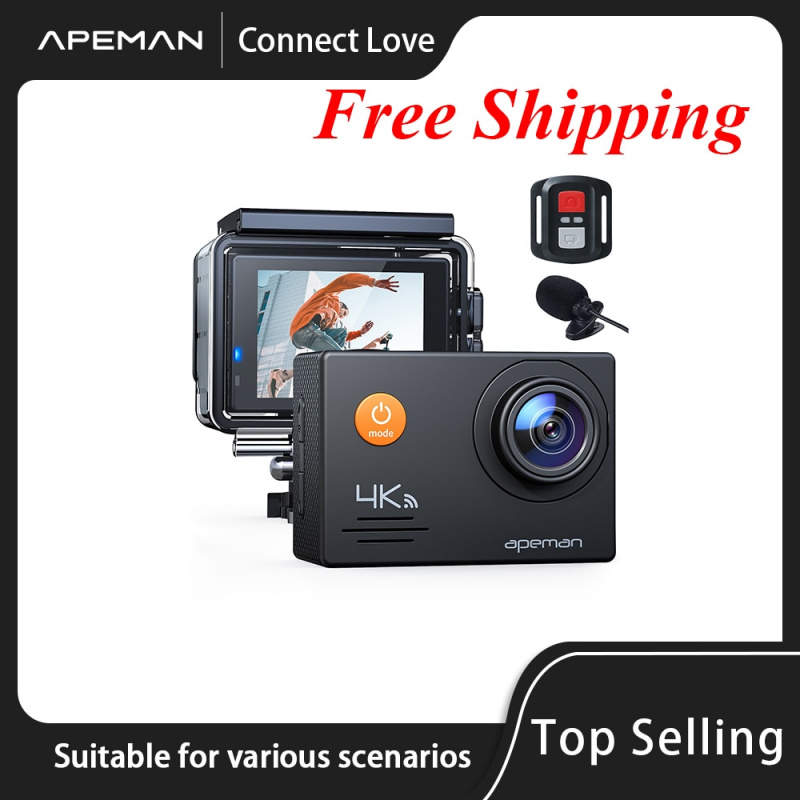 運動相機APEMAN 運動相機 A79 4K 20MP 外接麥克風 2.4G 遙控 Vlog 攝像機