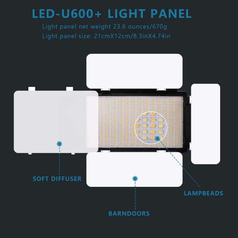 攝影燈光U800 LED 攝影棚燈適用於 Tiktok Youbute 遊戲直播視頻照明 40W 50W 便攜式視頻錄製攝影面板燈