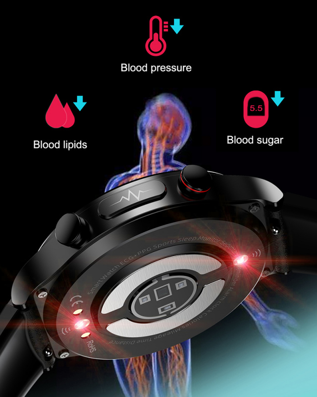 健康手錶2022 New ECG+PPG Smart Watch Men Sangao Laser Health Heart Rate Blood Pressure Fitness Sports Watches