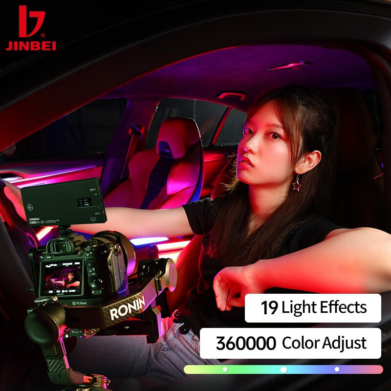 攝影戶外JINBEI EF-P10 RGB 袖珍燈現場氣氛手持便攜式 LED 攝像燈，適用於戶外夜間人像攝影 Tik Tok
