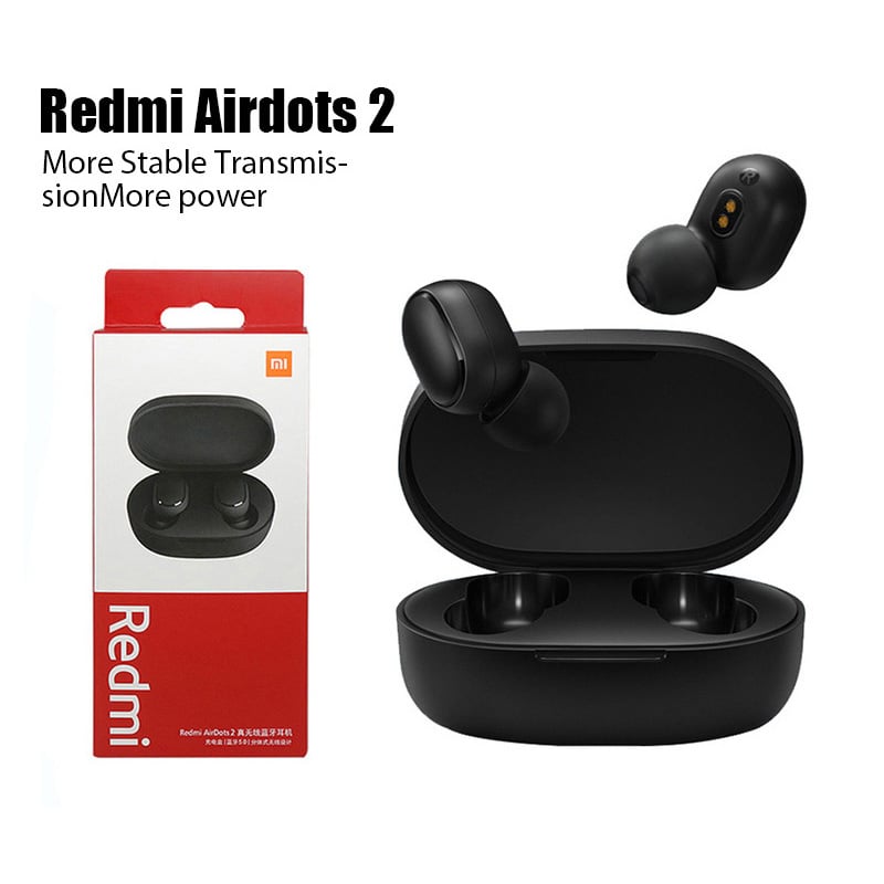 腦後耳機全新小米 Redmi Airdots 2 TWS 无线耳机蓝牙耳机 Fone 带麦克风原装 Redmi Airdots 2 无线耳机