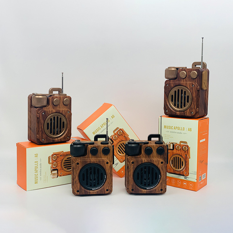 木製音箱美式复古无线蓝牙音箱便携低音炮迷你调频收音机户外小钢炮创意caixa de som