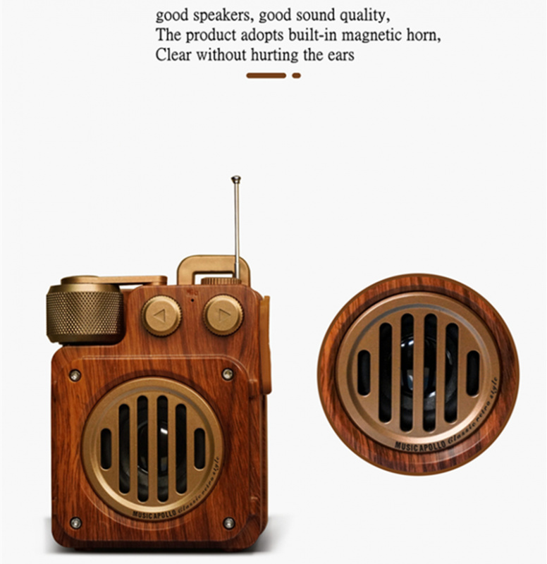 木製音箱美式复古无线蓝牙音箱便携低音炮迷你调频收音机户外小钢炮创意caixa de som