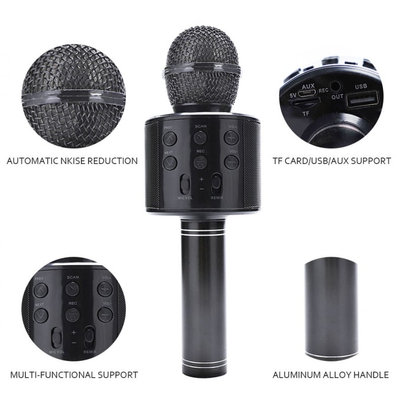 話筒WS858 Portable Bluetooth Karaoke dj Microphone Wireless Professional Speaker Home KTV Handheld Microphone mikrofon