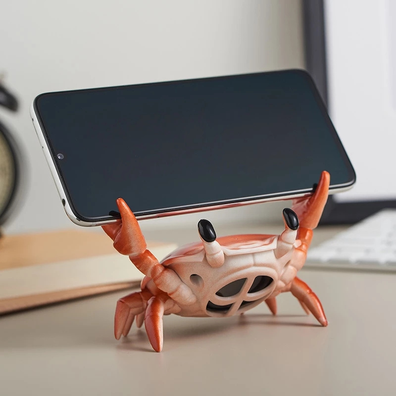 手機喇叭螃蟹蓝牙音箱带手机支架360°高环绕音质桌面无线音箱