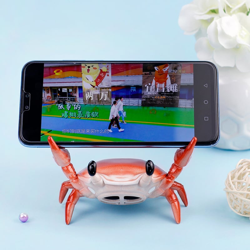 手機喇叭螃蟹蓝牙音箱带手机支架360°高环绕音质桌面无线音箱