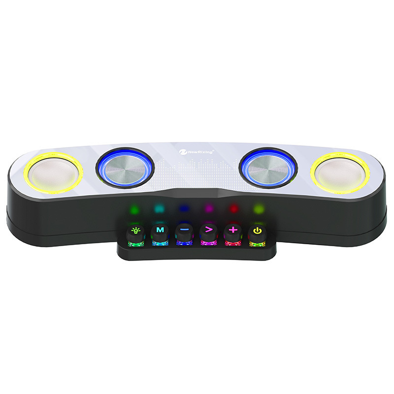 電腦音響NR555蓝牙音箱炫彩电竞LED灯电脑音响炫酷新款低键盘台式调频收音机