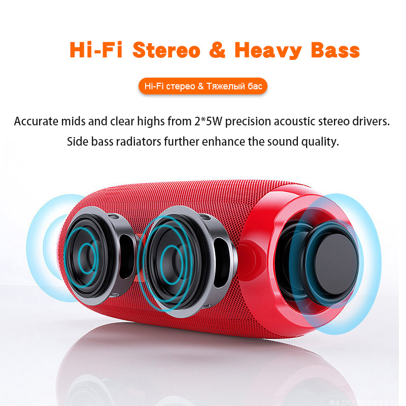 便携喇叭Portable Bluetooth Speaker Wireless Bass Subwoofer Waterproof Outdoor Speakers Boombox AUX TF USB  Stereo Loudspeaker Music Box