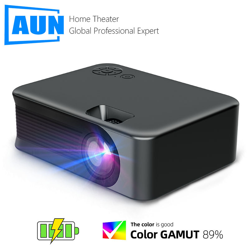 家庭影院AUN MINI 投影仪智能电视 WIFI 便携式家庭影院影院电池同步手机投影仪 LED 投影仪适用于 4k 电影 A30C Pro