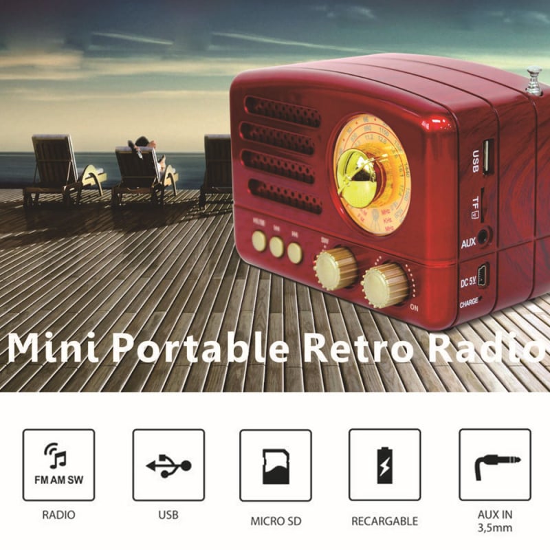 收音機蓝牙便携式收音机便携式 BT 扬声器复古收音机老式收音机支持 FM USB 小型 M-160BT