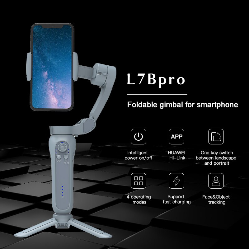 穩定器L7B Pro 3 軸可折疊手持雲台手機視頻錄製穩定器適用於智能手機華為小米 iPhone 三星 Vlog