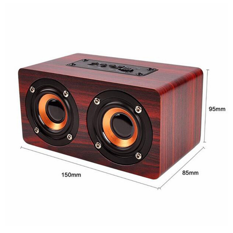木製音箱2022  10w 输出复古木质无线蓝牙扬声器迷你 3d 双扬声器 USB Mp3 播放器 Caixa De Som Altavoz Smart