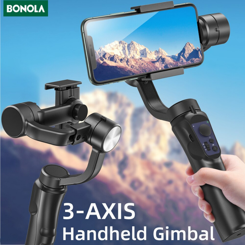 穩定器Bonola 3 軸手持雲台穩定器適用於 IOS Andriod 智能手機穩定器三腳架視頻錄製 Vlog 防抖手機雲台