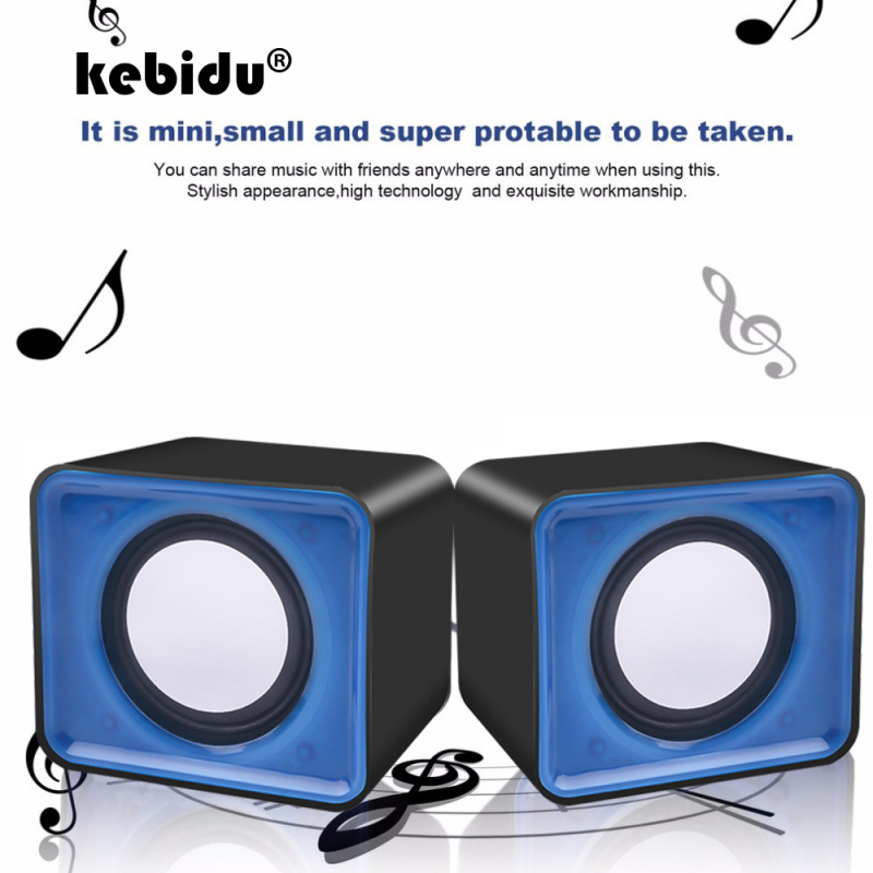 電腦喇叭kebidu 通用 USB 2.0 音乐扬声器 3.5 毫米 Pulg 迷你音乐立体声扬声器适用于多媒体台式电脑笔记本
